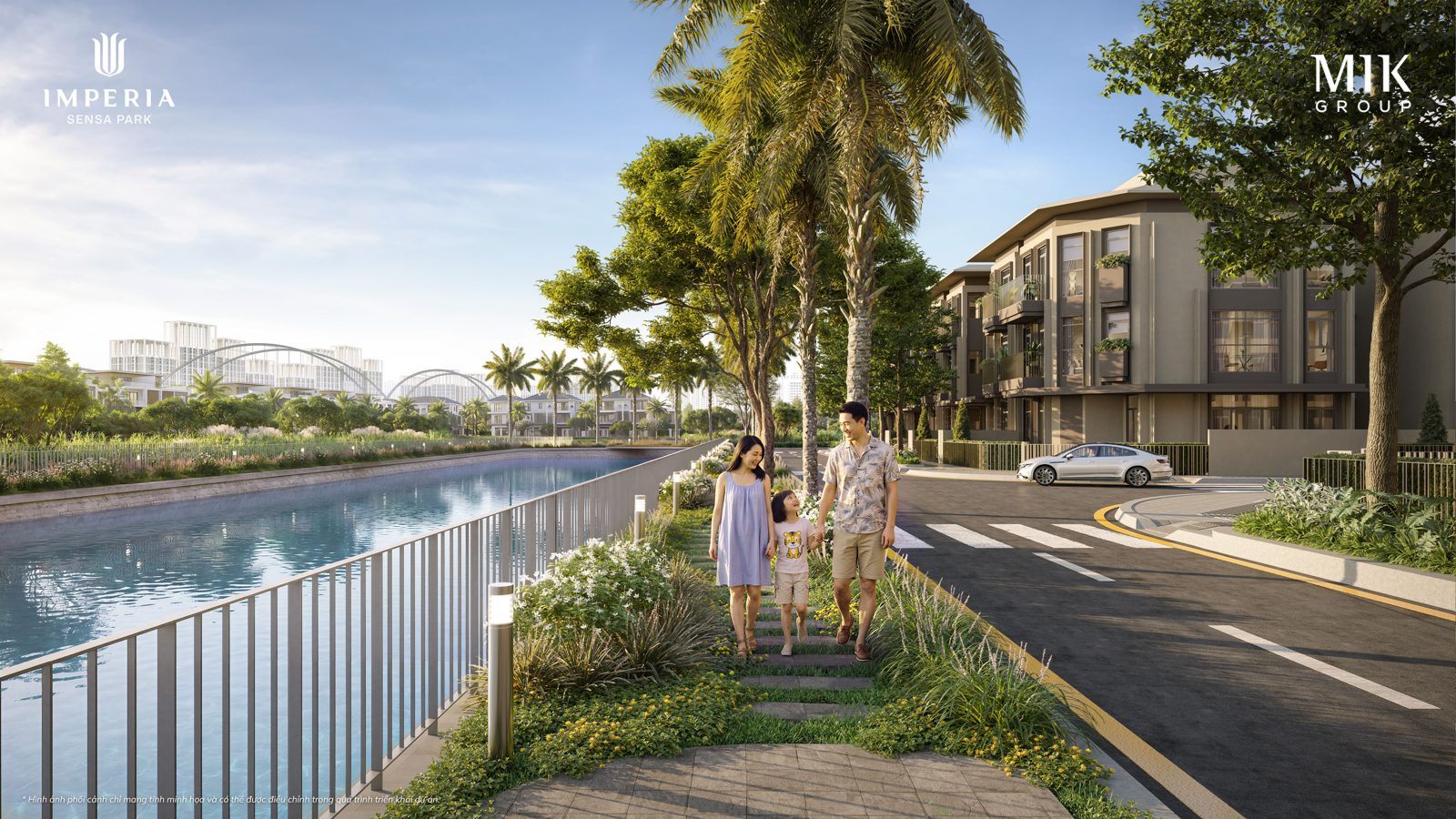 Đường dạo bộ ven sông 500m tại Imperia Sensa Park: chạy bộ, thư giãn