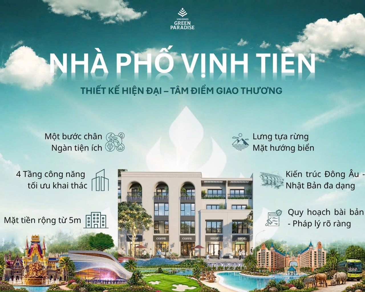 Nhà phố Vịnh Tiên: Phân tích tiềm năng ở, kinh doanh và tích sản tại Vinhomes Green Paradise