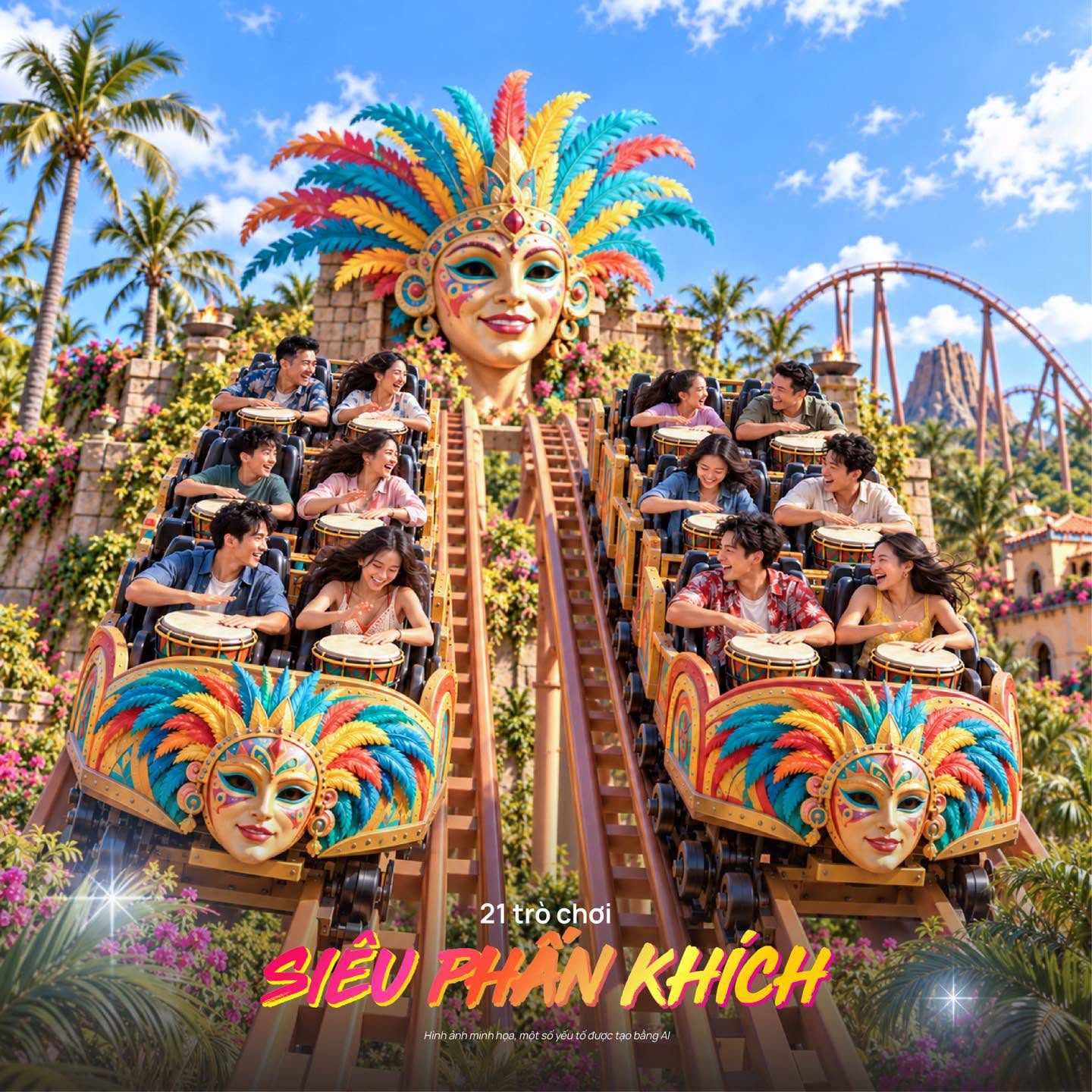 Tàu lượn phong cách Nam Mỹ tại VinWonders Cần Giờ