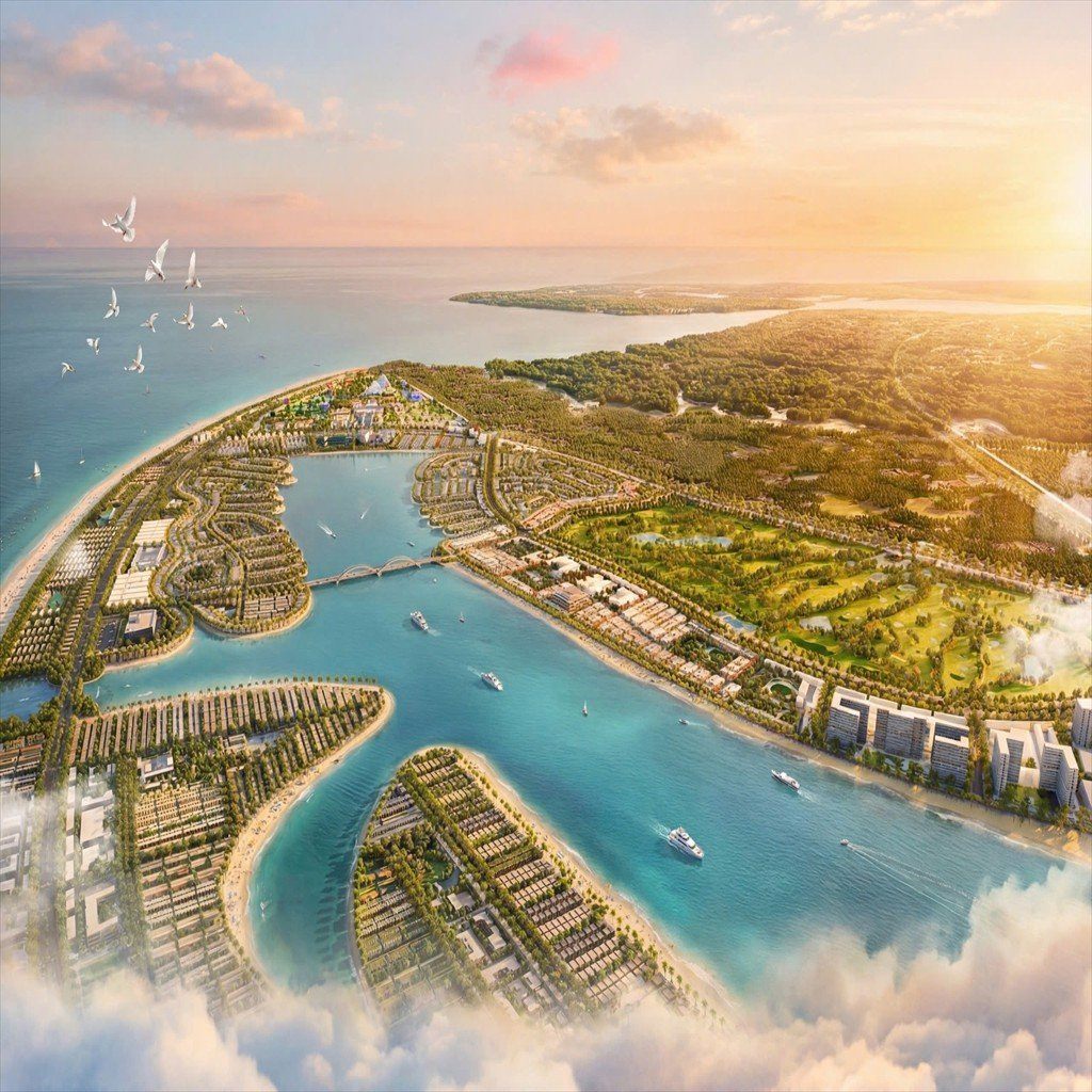 Toàn cảnh biển hồ Paradise Lagoon 800ha tại Vinhomes Green Paradise Cần Giờ