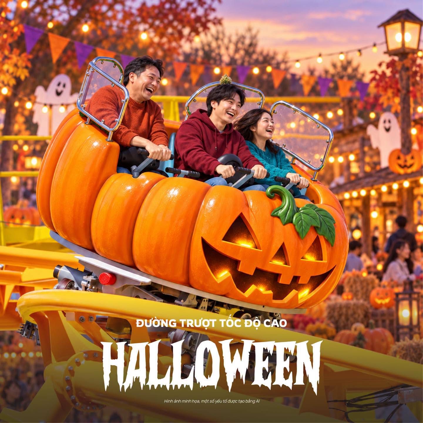 Đường trượt bí ngô tại thế giới Halloween – Vinhomes Green Paradise