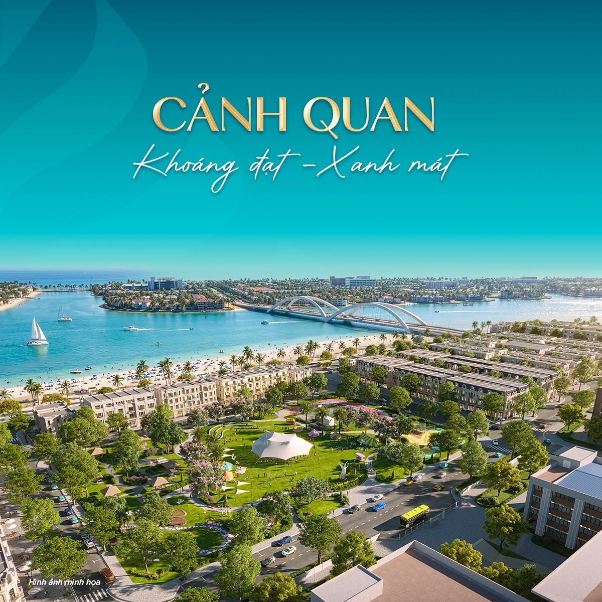 Cảnh quan xanh mát tại Vịnh Tiên – Vinhomes Green Paradise