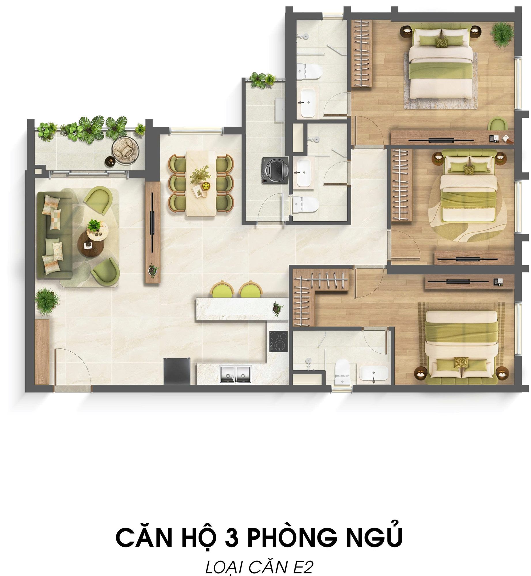 Layout căn 3pn-E2-120m2 Căn 3pn, 120m2 - Imperia Sensa Park