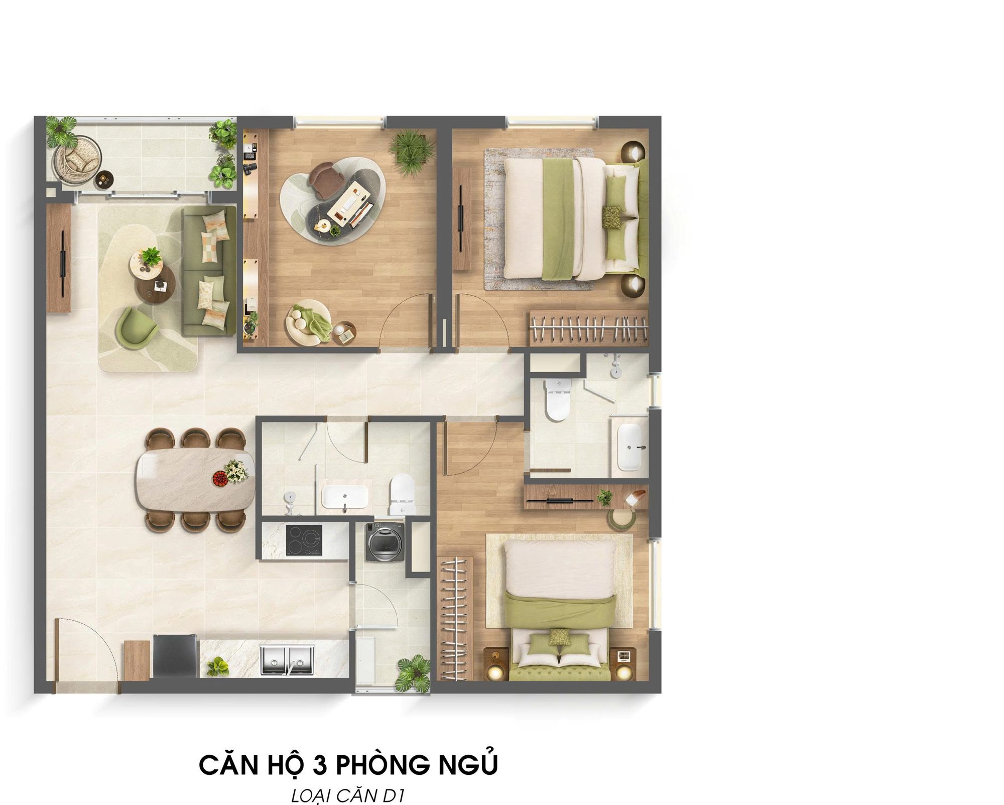Layout căn 3pn-D1-92m2 Căn 3pn - 92m2 - Imperia Sensa Park
