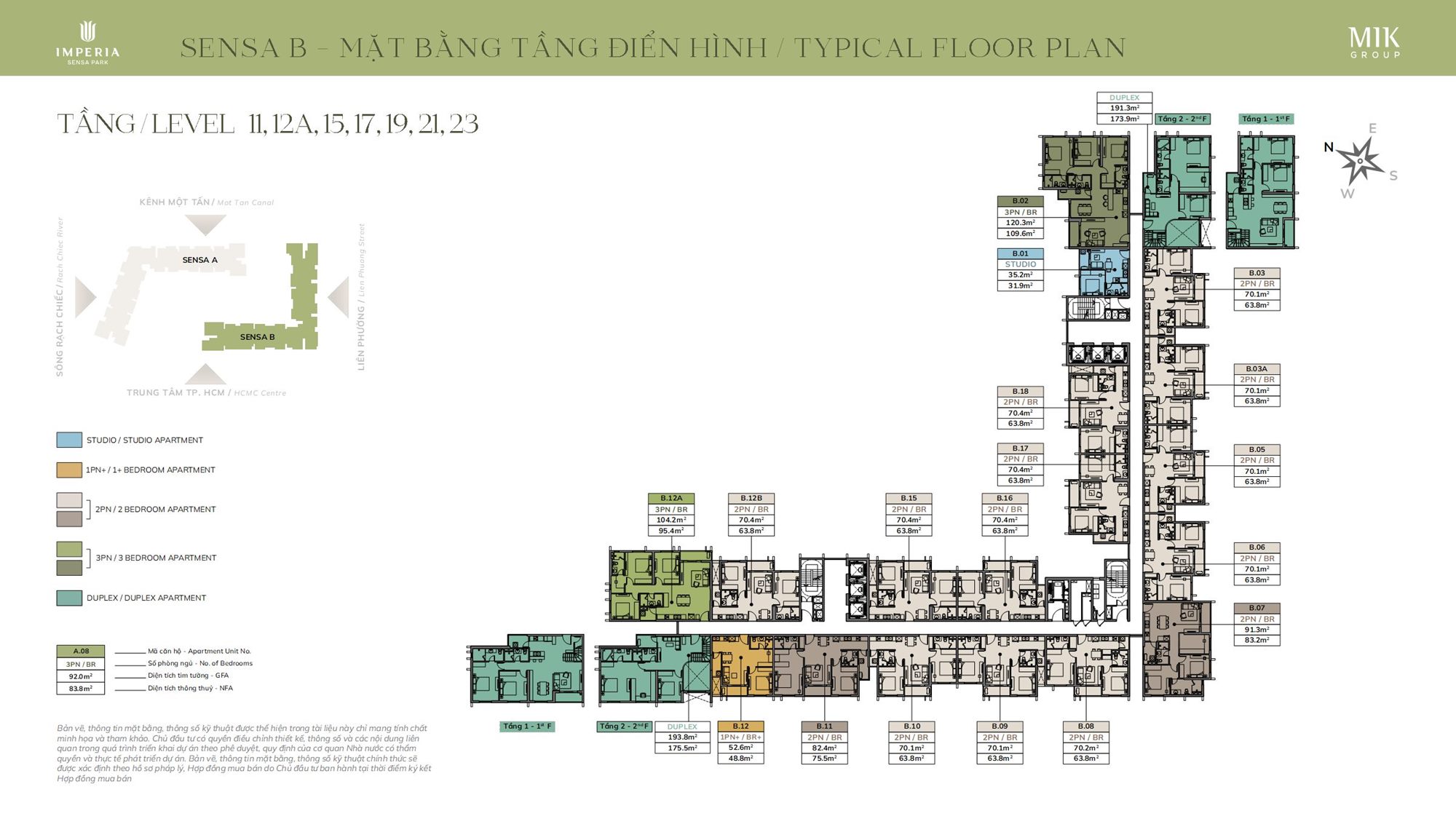 Layout 11,12A,15,17,19,21,23 Tòa B (tầng 11, 13, 15, 17, 19, 21, 23)