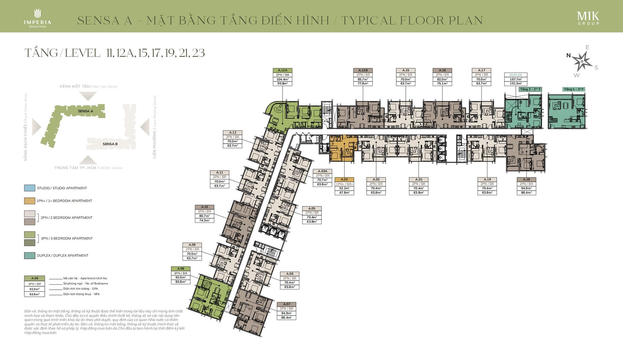 Layout 11,12A,15,17,19,21,23 Tòa A (tầng 11, 13, 15, 17, 19, 21, 23)