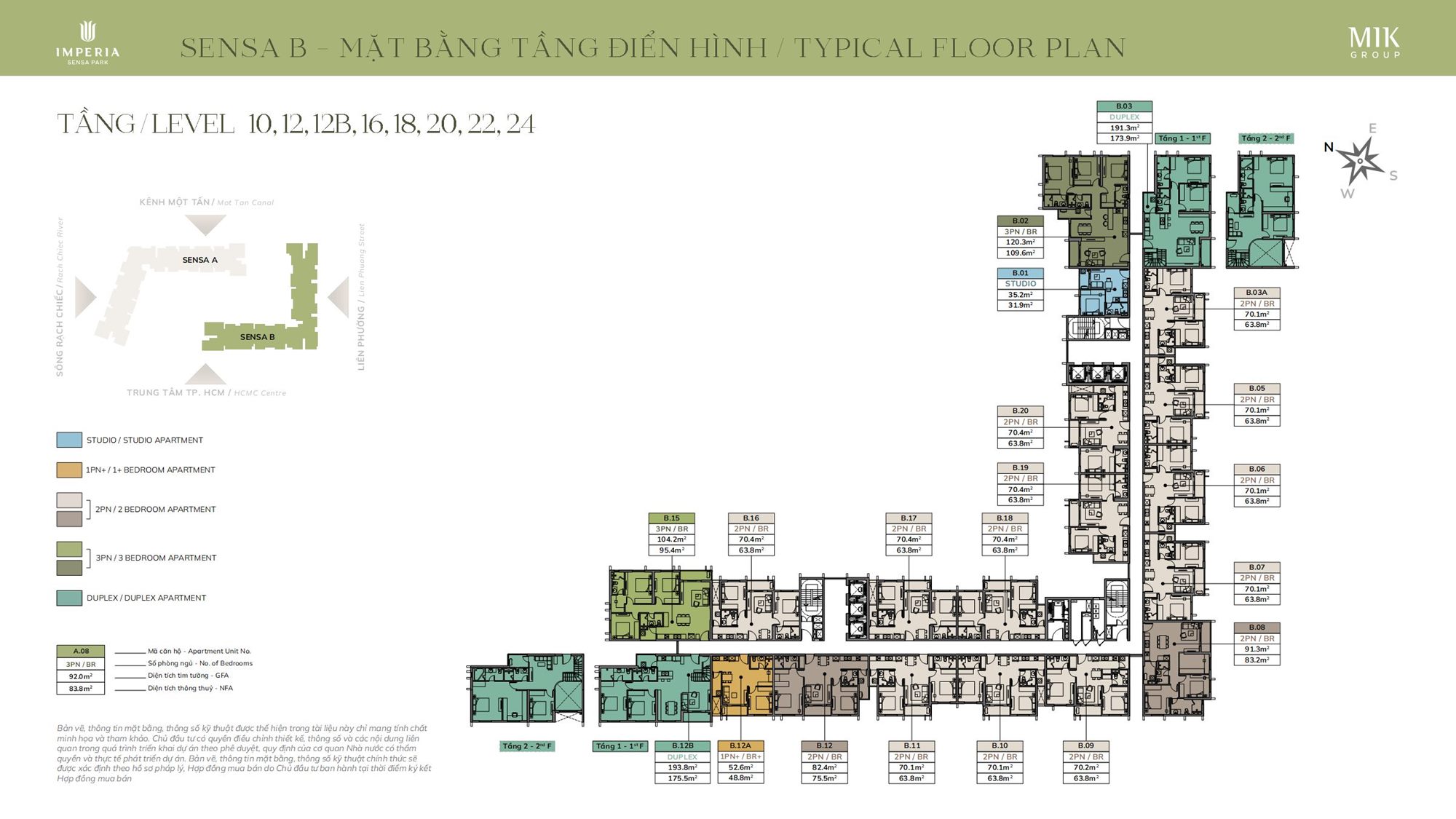 Layout 10,12,12B,16,18,20,22,24 Tòa B (tầng 10, 12, 14, 16, 18, 20, 22, 24)