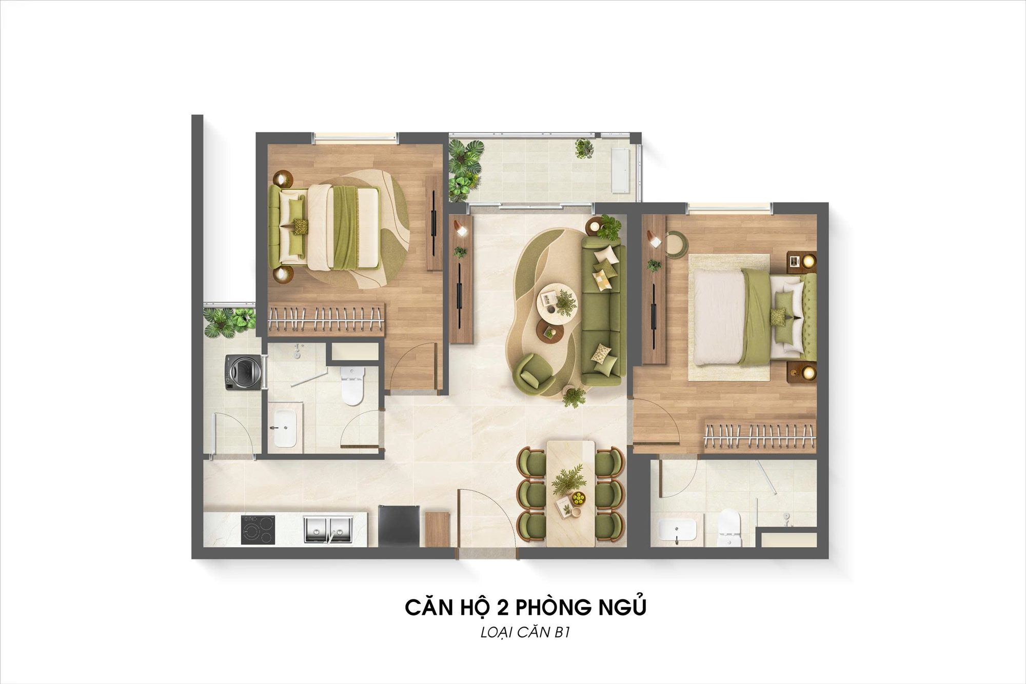 Layout căn 2pn-B1-70m2 Căn 2pn, 70m2 - Imperia Sensa Park