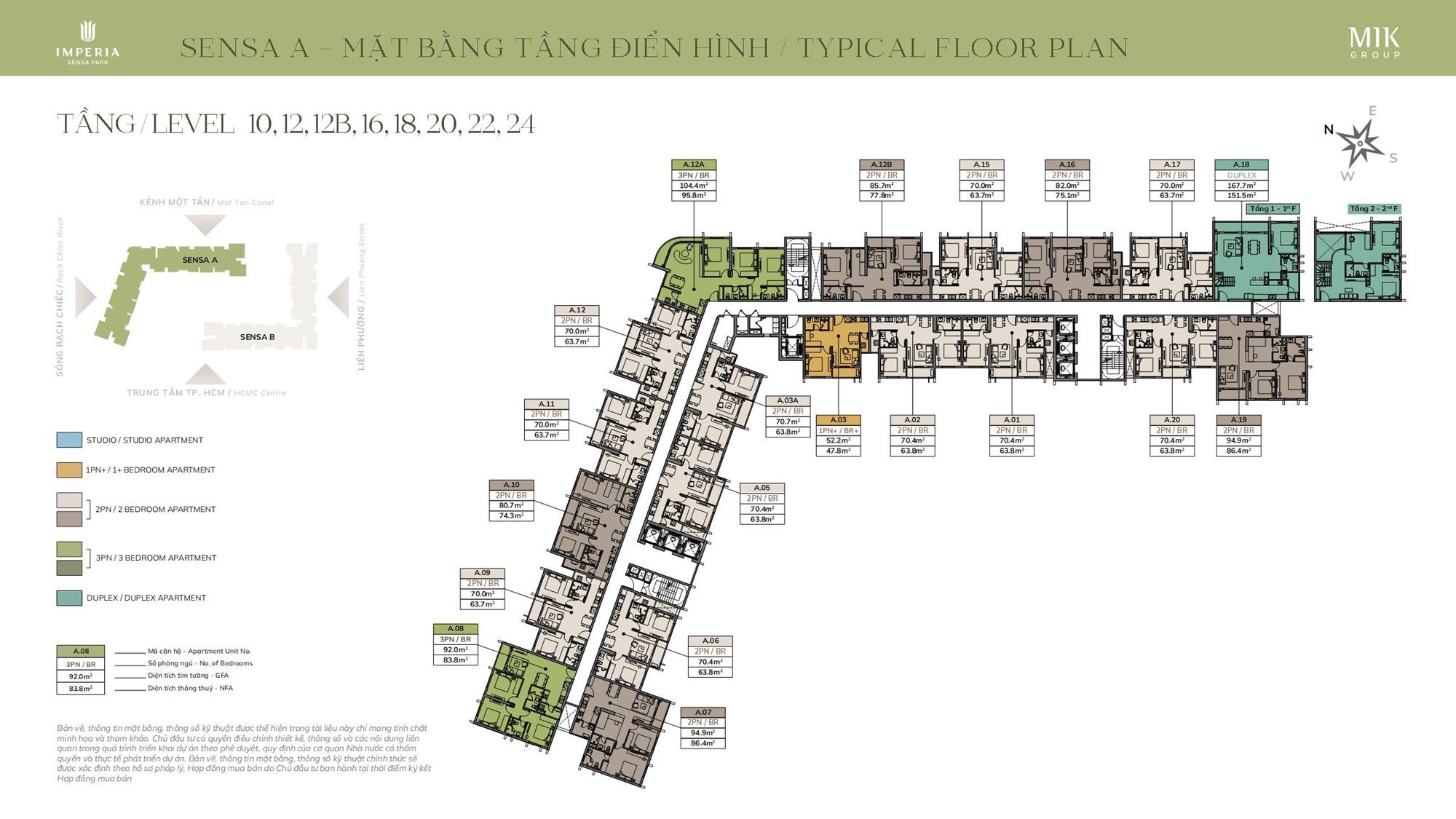Layout 10,12,12B,16,18,20,22,24 Tòa A (tầng 10, 12, 14, 16, 18, 20, 22, 24)