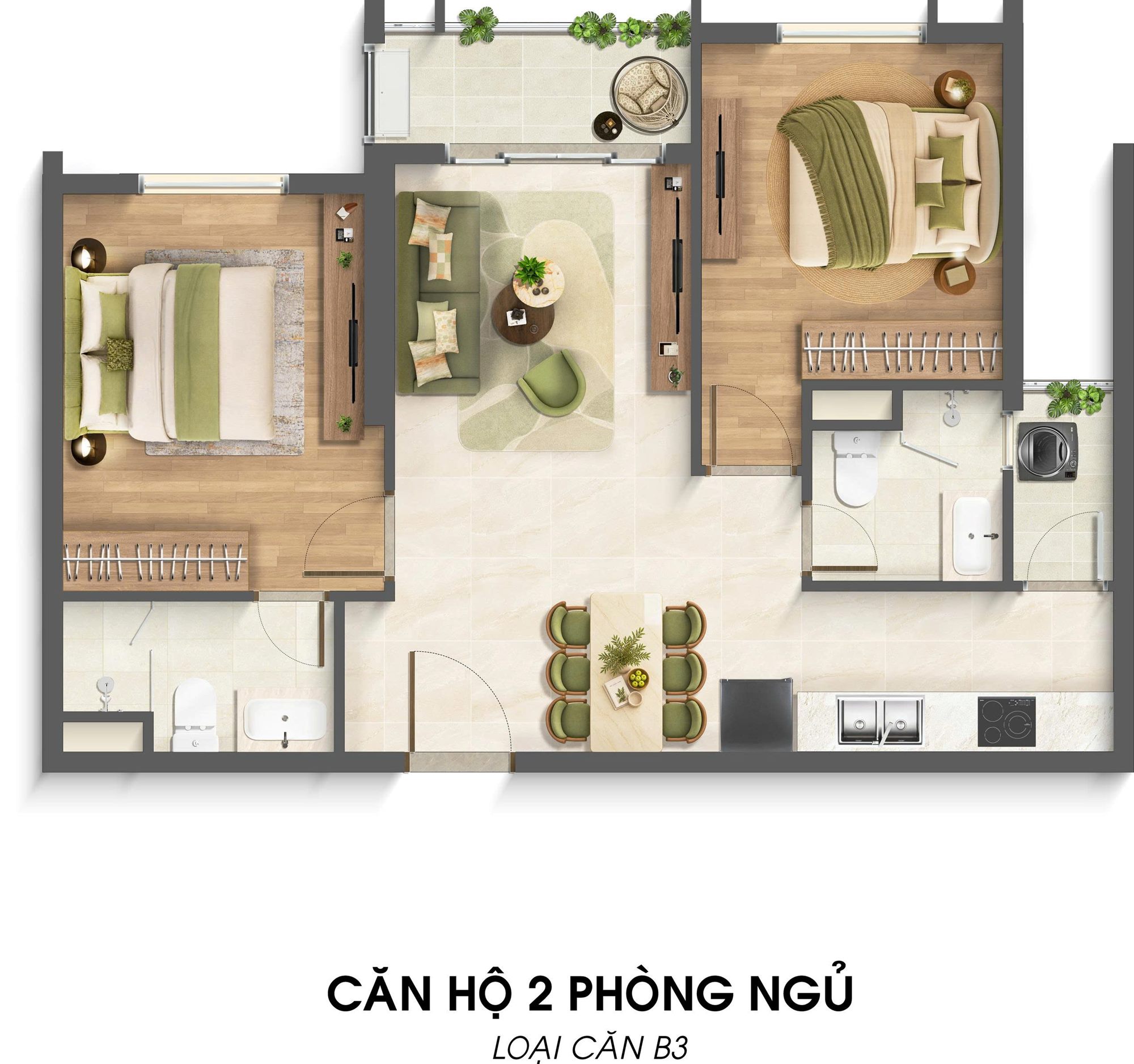 Layout căn 2pn-B3-70m2 Căn 2pn, 70m2 - Imperia Sensa Park